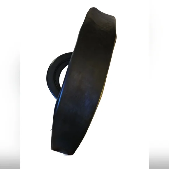 Vintage Boho Fan-Shaped Leather & Woven Straw Handbag - 21" Wide - Picture 3 of 6